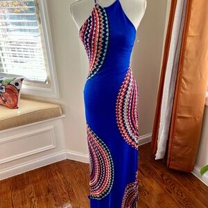 NWOT Blue Patterned Maxi Dress